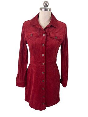 New York & Company Corduroy Shirt Womens Small Rust Casual Western Boho Cowgirl